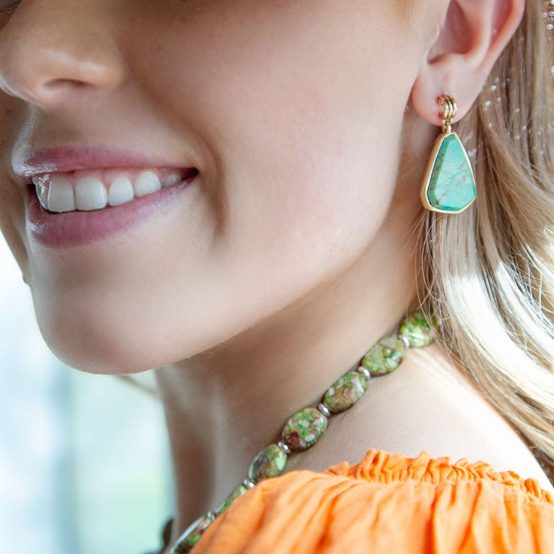 Lime Turquoise Statement Post Earrings – Barse Jewelry